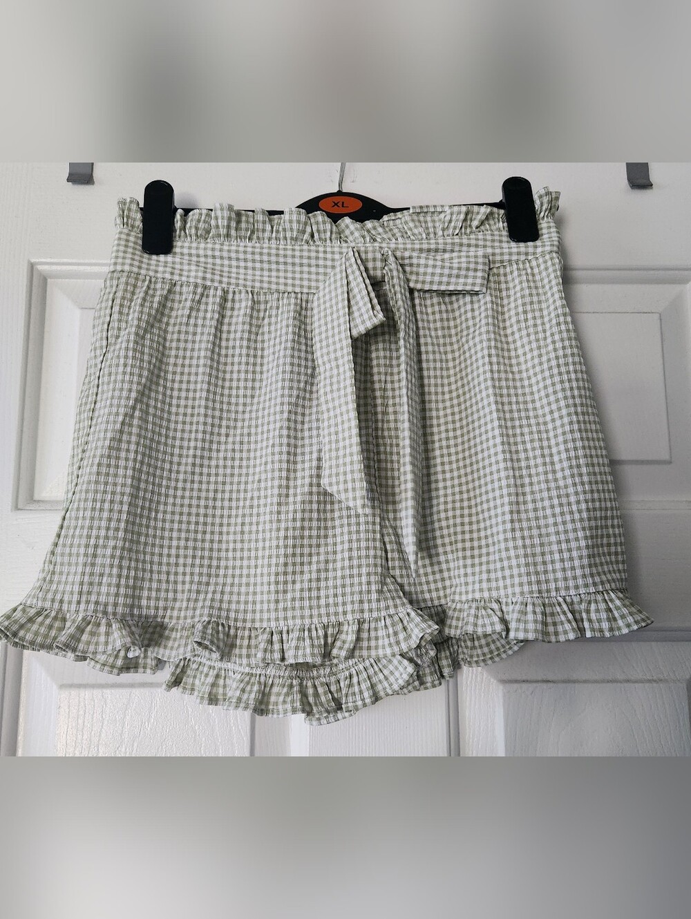 NWT Nasty Gal Green Gingham Paperbag Waist Shorts